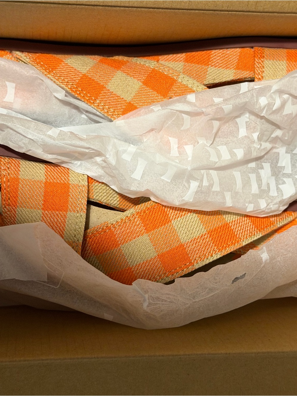 Camper Orange Gingham Buckle Sandal - Picture 2 of 2
